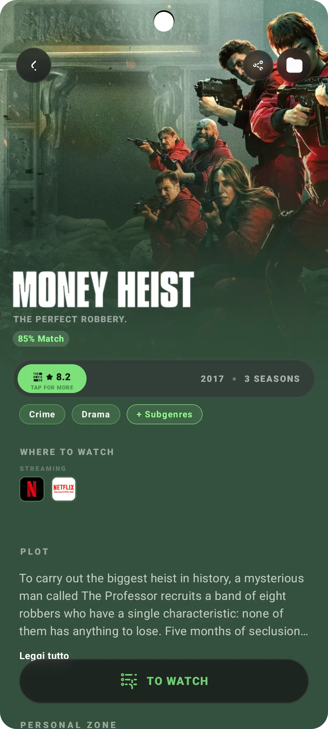 Dynamic Theming on Money Heist
